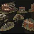 Old Style Industrial Buildings On Water Featuring Multi Story Red Brick Houses Windmill And Cottages