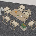 Outdoor Foldable Garden Chairs With Wooden Table Fresh Fruits And Drinks