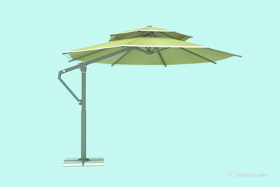 Outdoor Light Green Sunshade with Adjustable Metal Stand for Garden Patio Use 3d model 
