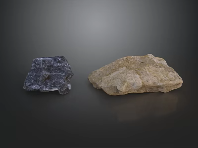 Two Natural Rockery Stones With Dark And Light Colors For Garden Decoration 3d model