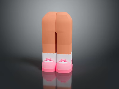 Children's Legs In Pink Shoes With White Trim And Bow Details 3d model