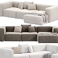Modern Upholstered Sectional Sofa In Different Colors With Pillows And Throw Blanket 3d model