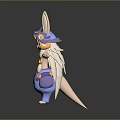Cute 3D Rabbit Character With Pigtails Purple Outfit Blue Pants And Hat