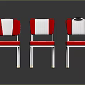 Colorful Modern Chairs With Red Yellow Blue Seats White Backs And Metal Legs