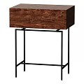 Modern Wooden Nightstand with Black Metal Frame for Bedroom Decor