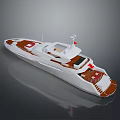 Luxury White Yacht with Spacious Deck Upper Structure and Red Accents 3d model