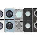 Modern Washing Machines in Various Colors and Styles Displayed Side by Side for Home Use
