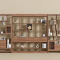 Traditional Wooden Bogu Shelf with Decorative Books Ornaments and Ceramic Vases