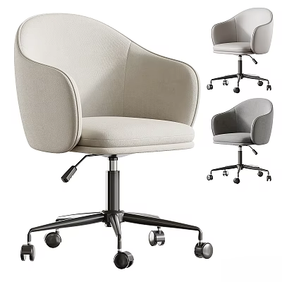 Modern Desk Chair Combination With Swivel Wheels And Upholstered Seat 3d model