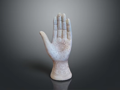 Medical Device White Palm Model With Intricate Patterns And Ergonomic Design Features 3d model