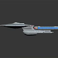 Detailed Cosmic Spaceship Model With Circular Main Body And Blue Engine Modules For Space Exploration