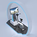 Modern Arched Fitness Equipment With Exercise Bike Scenic Screen And Blue Lighting