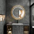 Italian simple style stainless steel switch color changing lamp bathroom mirror 3d model