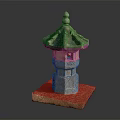 Traditional Stone Lantern With Pagoda Style Roof And Carved Square Base