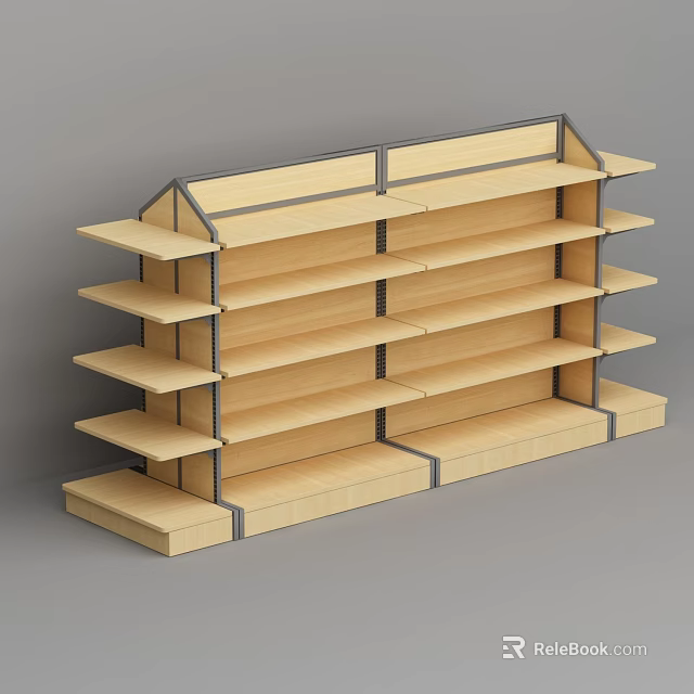 Wooden Shelving Unit with Multiple Open Tiers for Retail Product 3d model 