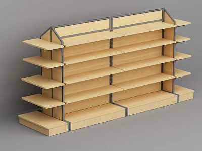Wooden Shelving Unit with Multiple Open Tiers for Retail Product 3d model