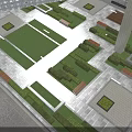 Aerial View Planning of Modern Buildings Water Channel Green Space and Trees