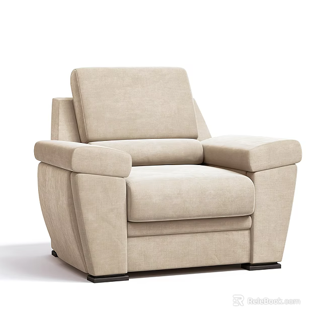 Stylish Modern Beige Single Sofa With Upholstered Armrests And Comfortable Seat 3d model
