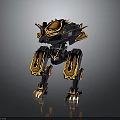 Robot Beast Mechanical Creature With Black Gold Ornate Armor Clawed Feet And Horned Head