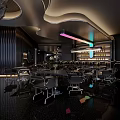 Modern Bar Interior Design With Stylish Lighting Sleek Counter And Leather Chairs