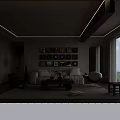 Modern Dining and Living Room Interior with White Sofa Wooden Coffee Table and Wall Decor