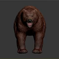 Red Bear Model Standing With Open Mouth And Detailed Fur Texture 3d model