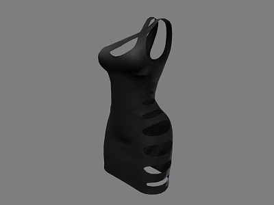 Elegant Stylish Black Women's Slim Fit Dress With Cut Out Design 3d model