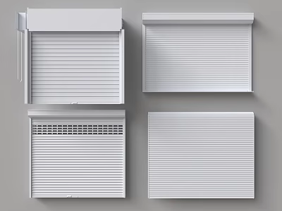 White Roller Shutter Varieties Featuring Different Top Designs And Grid Structures 3d model