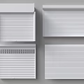 White Roller Shutter Varieties Featuring Different Top Designs And Grid Structures 3d model