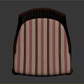 Traditional Accent Chair With Woven Lattice Backrest And Striped Fabric Seat Cushion Wooden Legs