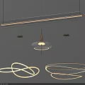 Modern Pendant Lighting Combination Featuring Circular And Linear Designs For Interior Decor 3d model