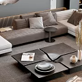 Modern Sectional Sofa and Coffee Table Set with Plush Cushions Accent Chairs and Decorative Items
