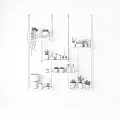 Hanging Wall Shelves With Green Plants And Decorations On Black Wall Interior
