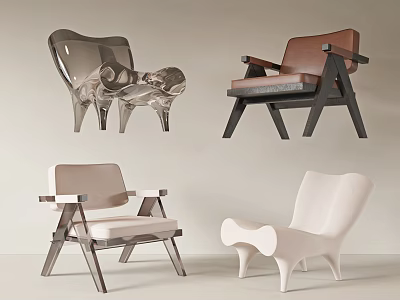 Modern Accent Chairs With Diverse Designs And Neutral Colors For Home Decor 3d model