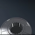 Orange Cylindrical Mechanical Component With Square Base Gray Top Cover And Central Hole