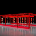 Festive Red Event Passage With Hanging Lanterns And Decorative Frame Structure 3d model