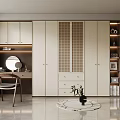 Modern Wardrobe Interior Design With Checkerboard Door Drawers Dressing Table Chair Mirror Plant And Rug