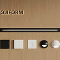Poliform Wooden Wall Display Featuring Strip Light And Various Design Elements 3d model