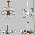 Diverse Modern Chandeliers with Unique Geometric Floral and Abstract Design Elements 3d model