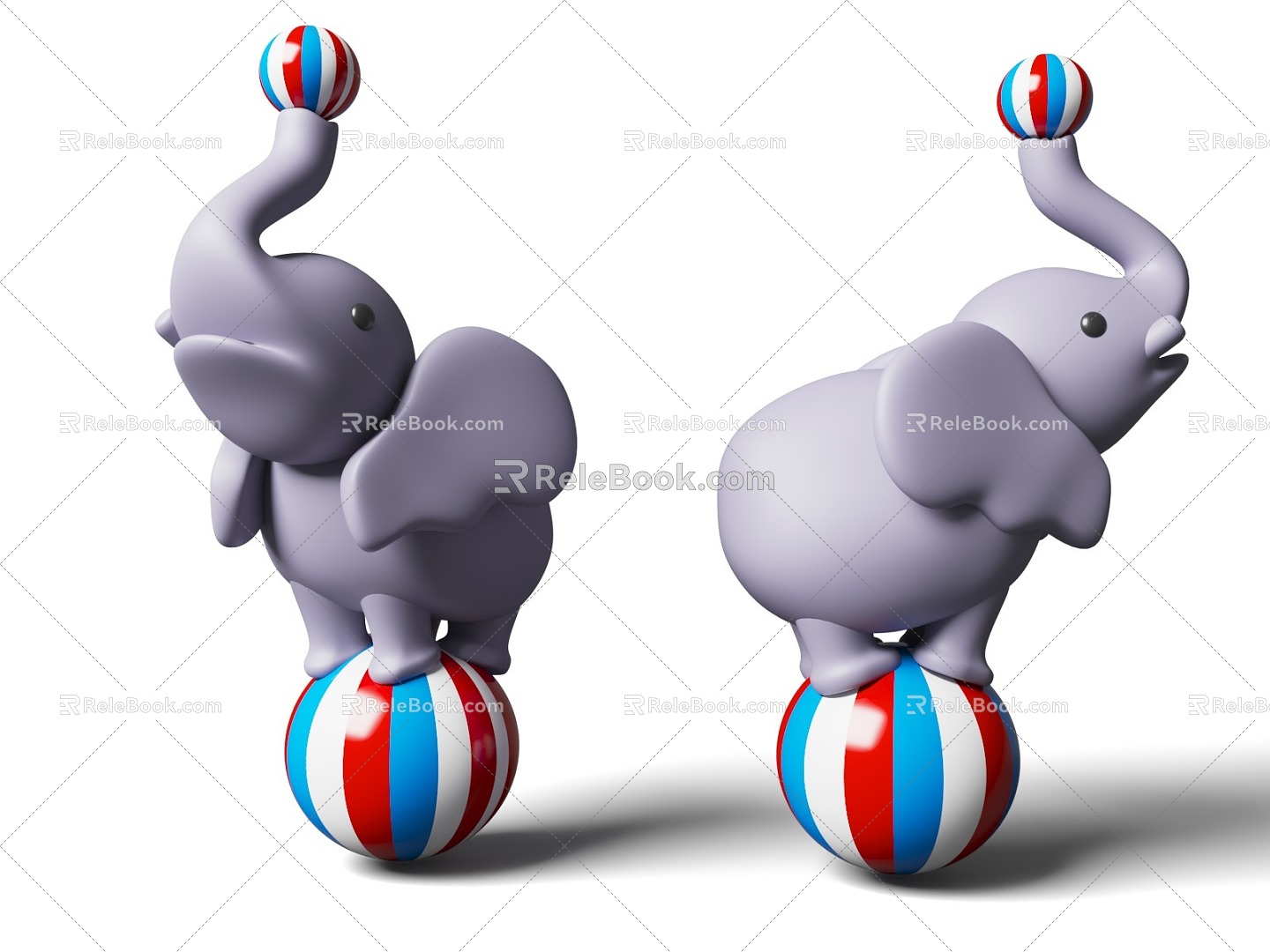 Cartoon Style Elephant Playing Ball Cartoon Style Circus Theme Circus Q Version Style Elephant Asian Elephant 3d model