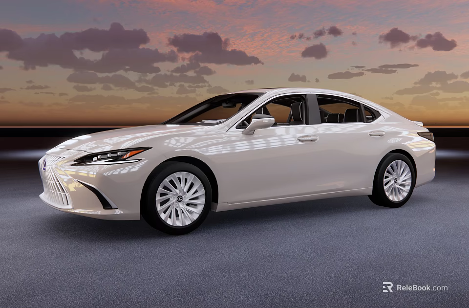 Sleek White Sedan With Modern Design And Alloy Wheels Against Sunset Sky 3d model 