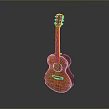 Classical Wooden Guitar With Brown Finish And Reflection On Gray Gradient Background