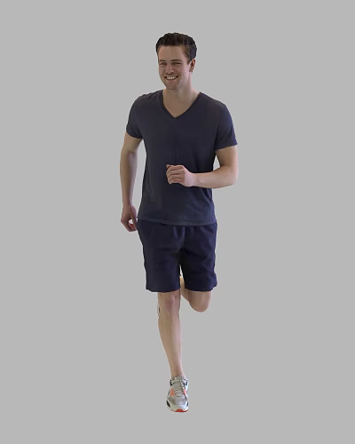 The Man Running in Dark Gray V-neck T-shirt and Navy Blue Shorts 3d model The Man Running in Dark Gray V-neck T-shirt and Navy Blue Shorts 3d model