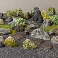 Japanese-style courtyard landscape stone rockery micro-terrain landscape landscaping Tingbu 3d model