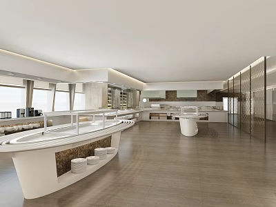 Modern Restaurant Interior Design With Open Layout Bar Counter And Ambient Lighting 3d model
