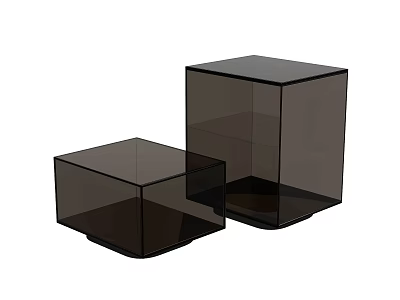 Black Transparent Cube Coffee Table Set For Modern Living Room Decor 3d model