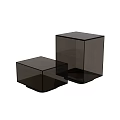 Black Transparent Cube Coffee Table Set For Modern Living Room Decor 3d model
