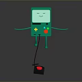 Green Anthropomorphic Computer Device With Smiley Face And Colored Buttons Connected To Base 3d model