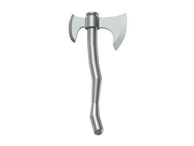 Steel Battle Axe Weapon With Double Edged Blade And Curved Metal Handle 3d model