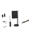 Modern Black Bathroom Accessories With Towel Rack Soap Dispenser Toilet Paper Holder And Brush Stand